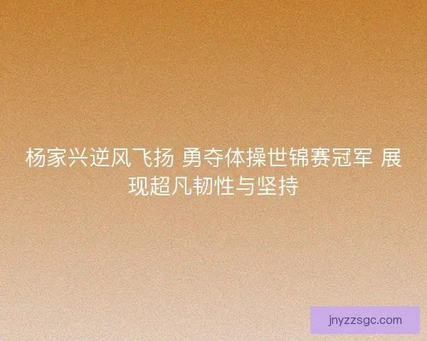 杨家兴逆风飞扬 勇夺体操世锦赛冠军 展现超凡韧性与坚持